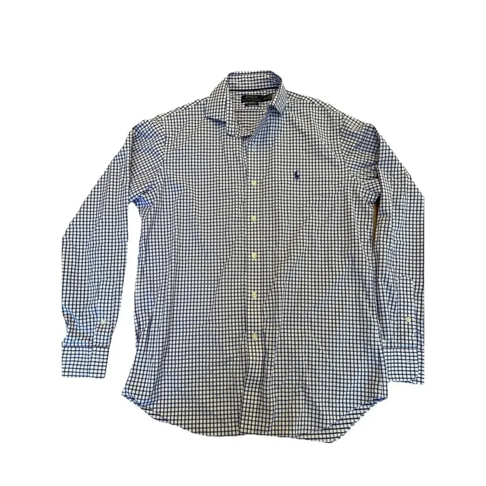 Polo Ralph‎ Lauren Shirt Mens M Purple Check Performance Button Up Long Sleeve